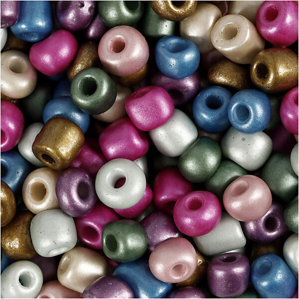Creativ Company Rocailles, d 5 mm, afm 4/0, gatgrootte 1,2 mm, metallic kleuren, 130 gr/ 1 doos
