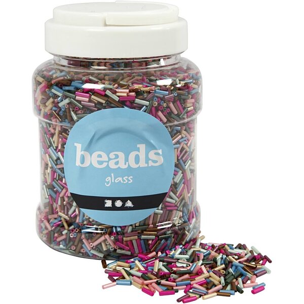 Creativ Company Kralen Mix, L: 6 mm, d 1,5-2 mm, gatgrootte 1 mm, metallic kleuren, 520 gr/ 1 Doosje