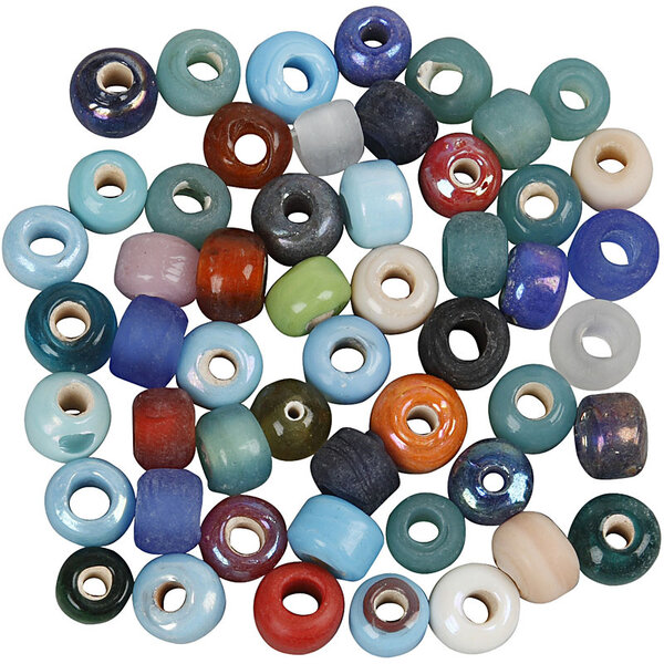 Creativ Company Glaskralen, d 9 mm, gatgrootte 2,5-3 mm, diverse kleuren, 500 gr/ 1 doos