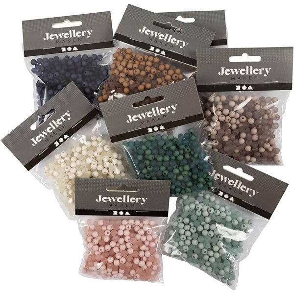 Creativ Company Plastic Kralen, d 6 mm, gatgrootte 1,5 mm, Inhoud kan variëren , diverse kleuren, 8x40 gr/ 1 doos