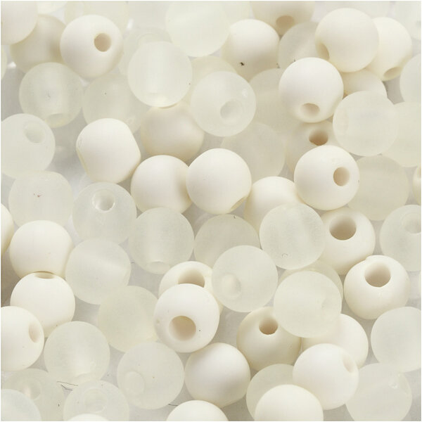 Creativ Company Plastic Kralen, d 6 mm, gatgrootte 2 mm, crème, 40 gr/ 1 doos