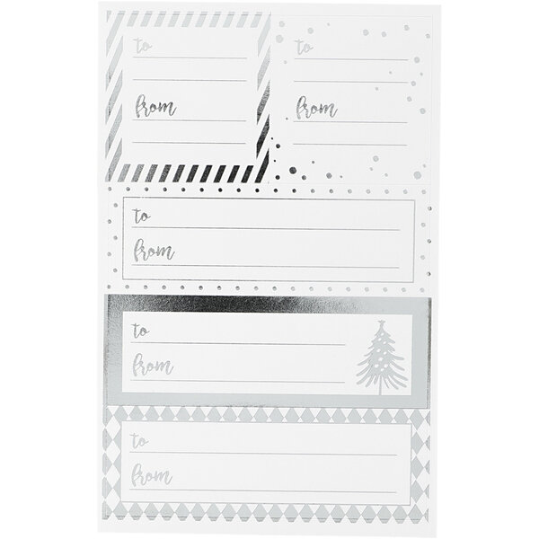 Vivi Gade Stickers, vel 9x14 cm, afm 42x39+84x29 mm, zilver, wit, 4 vel/ 1 doos