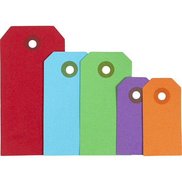 Creativ Company Manilla-labels, afm 3x6+4x8+5x10 cm, 220 gr, diverse kleuren, 500 stuk/ 1 doos