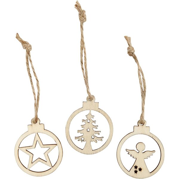 Creativ Company Hangende kerstdecoratie, d 3 cm, dikte 2,7 mm, 24 stuk/ 1 doos