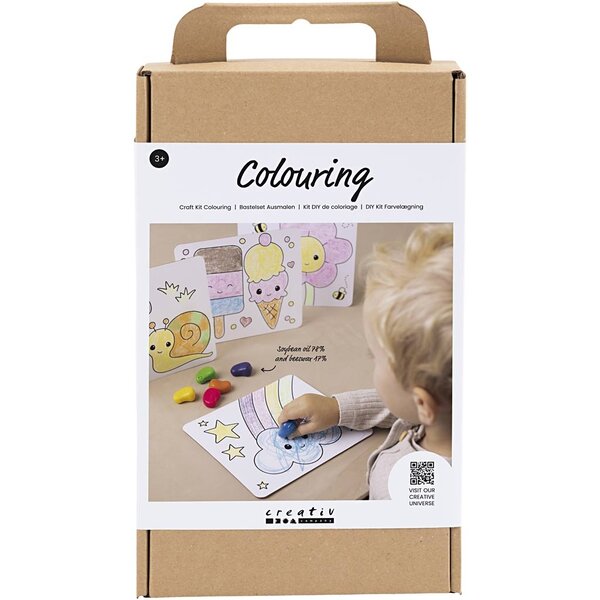 Creativ Company Hobbyset Inkleuren, Tekenbord, standaardkleuren, 1 doos