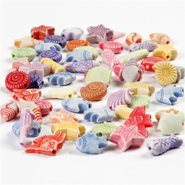 Creativ Company Pastel mix, afm 9-12 mm, gatgrootte 1,2 mm, 110 gr, 175 ml/ 1 doos