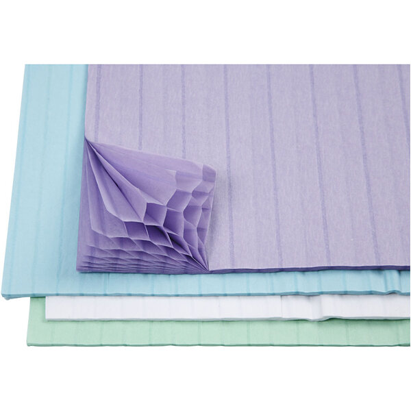 Creativ Company Honingraat papier, vel 28x17,8 cm, lichtblauw, groen, paars, wit, 4x2 vel/ 1 doos