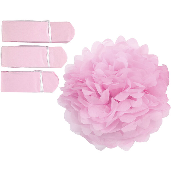 Creativ Company Pompon van papier, d 20+24+30 cm, 16 gr, lichtrood, 3 stuk/ 1 doos