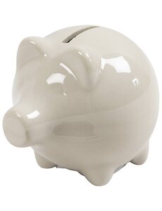 Creativ Company Spaarvarken, H: 8 cm, B: 8,5 cm, off-white, 10 stuk/ 1 doos