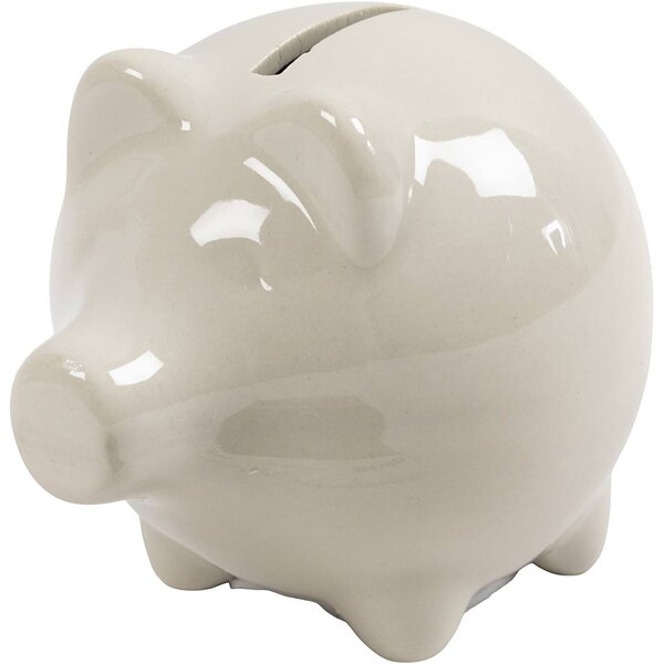 Creativ Company Spaarvarken, H: 8 cm, B: 8,5 cm, off-white, 10 stuk/ 1 doos