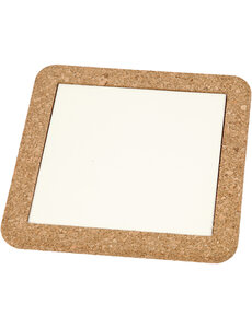 Creativ Company Onderzetter met lijst van kurk, afm 15,5x15,5x1 cm, wit, 2 stuk/ 1 doos