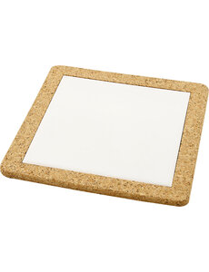 Creativ Company Onderzetter met lijst van kurk, afm 19x19x1,1 cm, wit, 10 stuk/ 1 doos