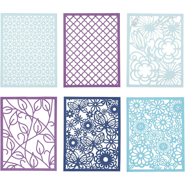 Creativ Company Kartonblok, A6, vel 104x146 mm, 200 gr, blauw, lichtblauw, donkerblauw, paars, 24 stuk/ 1 doos