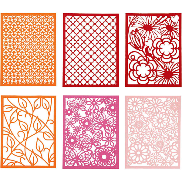 Creativ Company Kartonblok, A6, vel 104x146 mm, 200 gr, oranje, roze, rood, roze, 24 stuk/ 1 doos