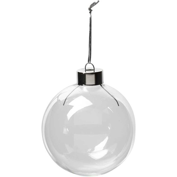 Creativ Company Glazen ornamenten, H: 8,9 cm, d 7,9 cm, transparant, 6 stuk/ 1 doos