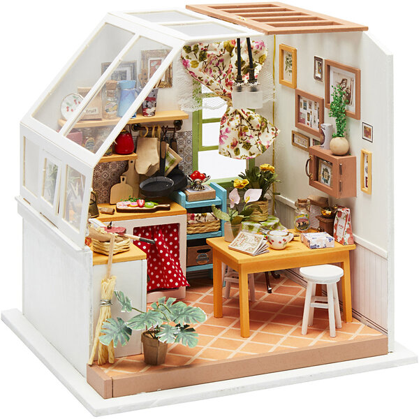 Creativ Company DIY Miniatuur kamer, Keuken, H: 18,7 cm, B: 19 cm, 1 stuk