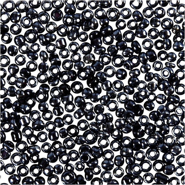 Creativ Company Rocailles, d 1,7 mm, afm 15/0, gatgrootte 0,5-0,8 mm, donkergrijs, 25 gr/ 1 doos