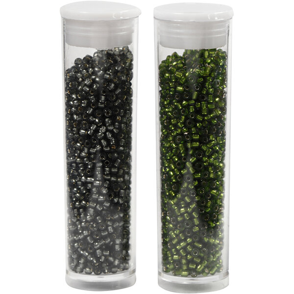 Creativ Company Rocailles, d 1,7 mm, afm 15/0, gatgrootte 0,5-0,8 mm, gras groen, grey green, 2x7 gr/ 1 doos