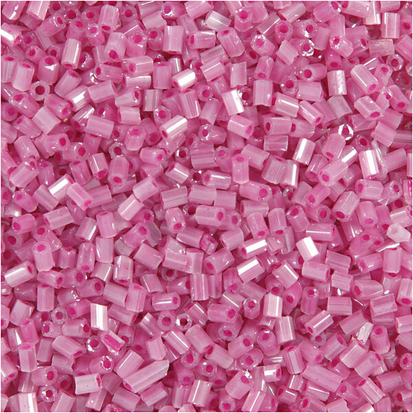 Creativ Company Rocailles 2-cut, d 1,7 mm, afm 15/0, gatgrootte 0,5 mm, roze, 500 gr/ 1 zak