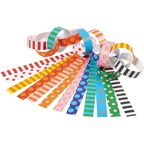 Creativ Company Slinger stroken, bedrukt, L: 16 cm, B: 15 mm, 400 stuk/ 1 doos