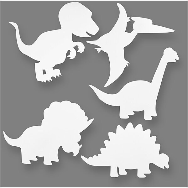 Creativ Company Dinosaurussen, H: 15-22 cm, B: 24-25 cm, 230 gr, wit, 16 stuk/ 1 doos