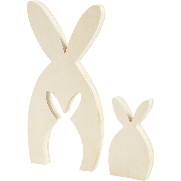Creativ Company 2in1 Figuren, hazen / konijnen, H: 11,5+24,5 cm, D: 2 cm, B: 6,5+11,5 cm, 1 set