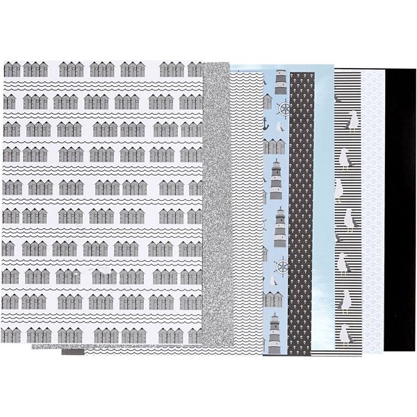 Vivi Gade Design papierblok, afm 21x30 cm, 120+128 gr, zwart, blauw, grijs, wit, 24 vel/ 1 doos