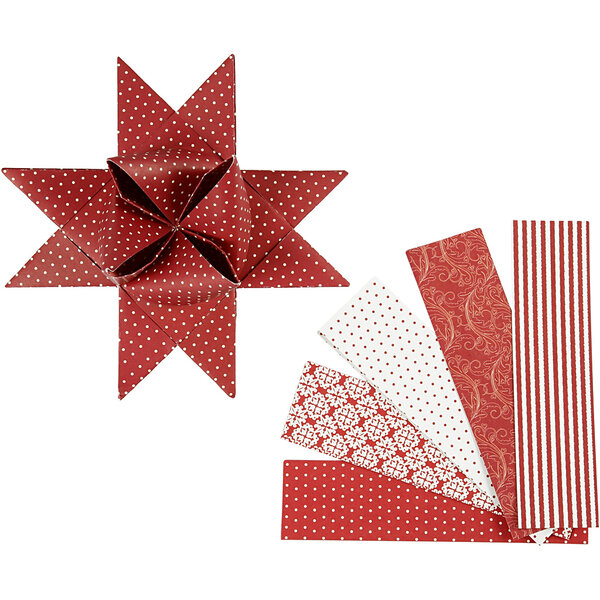 Vivi Gade Papieren vlechtstroken, L: 100 cm, B: 40 mm, d 18 cm, rood, wit, 40 stroken/ 1 doos