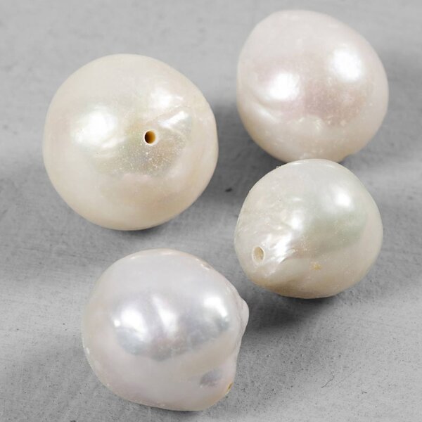 Creativ Company Zoetwaterparels, In de lengte geperforeerd, d 13-14 mm, gatgrootte 0,8 mm, parelmoer, 4 stuk/ 1 doos