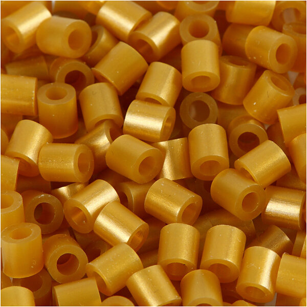 Strijkkralen, afm 5x5 mm, gatgrootte 2,5 mm, medium, goud (32263), 1100 stuk/ 1 doos
