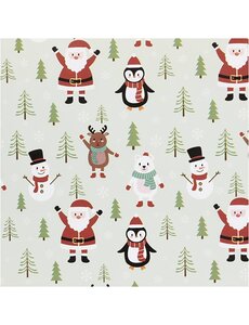 Creativ Company Inpakpapier, Kerstman, sneeuwman, rendier, ijsbeer en pinguïn, B: 50 cm, 80 gr, ice blue, 5 m/ 1 rol