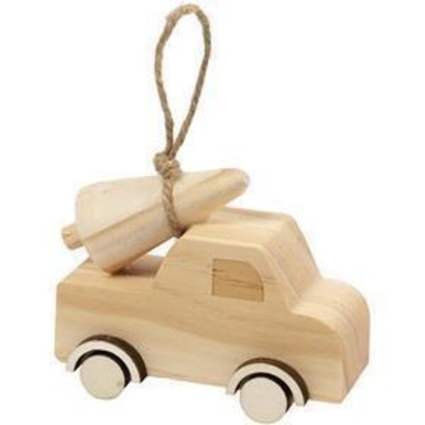 Creativ Company Vrachtwagen met kerstboom, H: 6 cm, L: 7 cm, B: 3,5 cm, 1 stuk