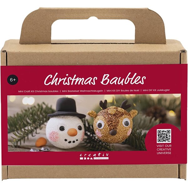 Creativ Company Mini Hobbyset Kerstballen, Rendier en sneeuwpop, 1 doos