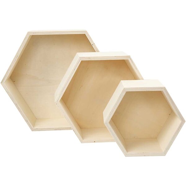 Creativ Company Showdozen, hexagonaal, H: 14,8+19+24,2 cm, D: 10 cm, 3 stuk/ 1 set