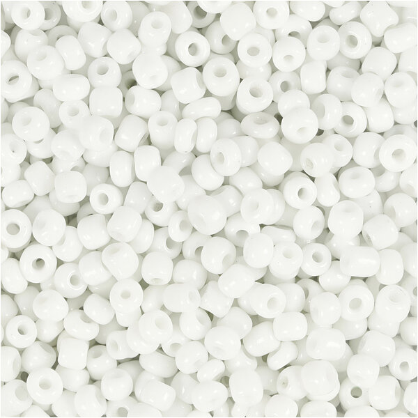 Creativ Company Rocailles, d 3 mm, afm 8/0, gatgrootte 0,6-1,0 mm, wit, 25 gr/ 1 doos