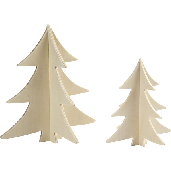 Creativ Company Kerstbomen, H: 13+18 cm, 2 stuk/ 1 doos