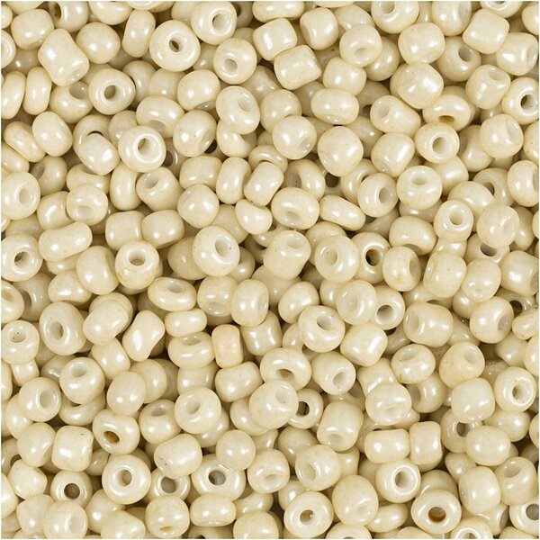 Creativ Company Rocailles, d 3 mm, afm 8/0, gatgrootte 0,6-1,0 mm, off white, 25 gr/ 1 doos