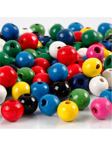 Creativ Company Houten kralen, d 8 mm, gatgrootte 2 mm, diverse kleuren, 200 gr/ 1 doos