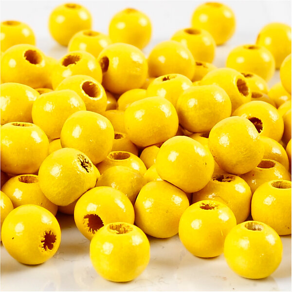 Creativ Company Houten Kralen, d 8 mm, gatgrootte 2 mm, geel, 15 gr/ 1 doos