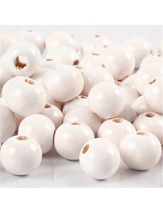 Creativ Company Houten Kralen, d 10 mm, gatgrootte 3 mm, wit, 20 gr/ 1 doos