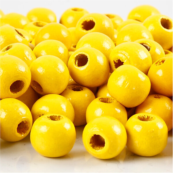 Creativ Company Houten Kralen, d 10 mm, gatgrootte 3 mm, geel, 20 gr/ 1 doos