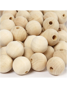 Creativ Company Houten kraal, d 20 mm, gatgrootte 4 mm, 200 stuk/ 1 doos
