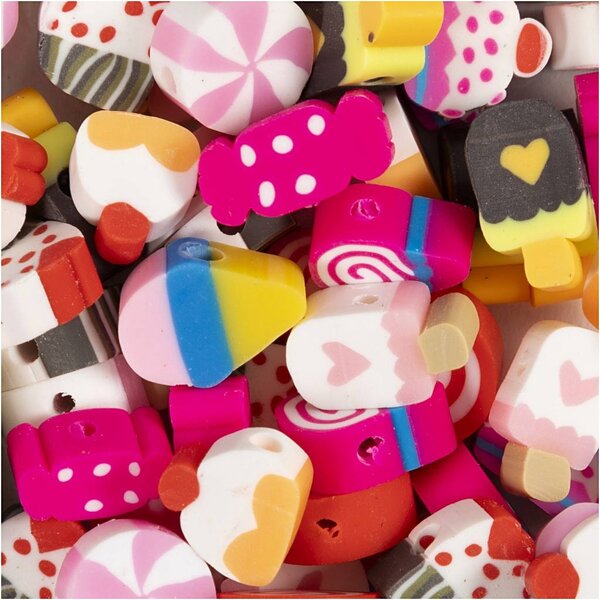 Creativ Company Figuurkralen, Zoetigheden, d 10 mm, gatgrootte 1,5 mm, 60 stuk/ 1 doos
