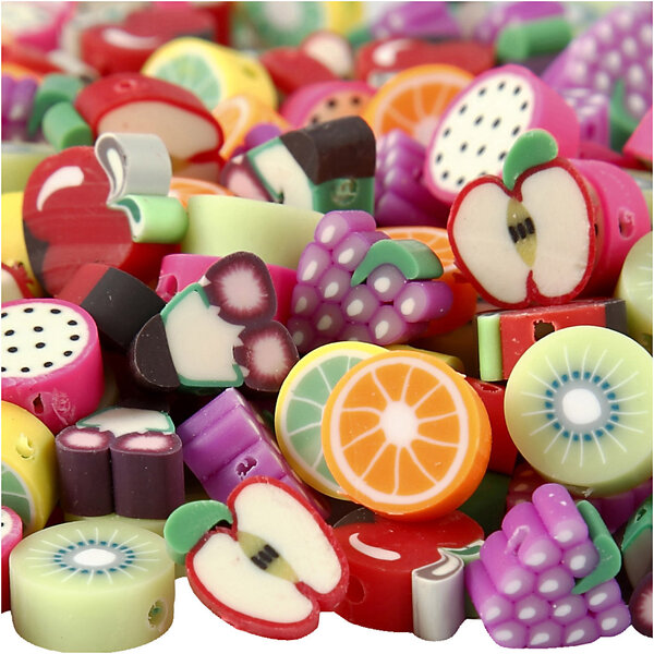 Creativ Company Figuurkralen, Fruit, d 10 mm, gatgrootte 1,5 mm, 200 div/ 1 doos