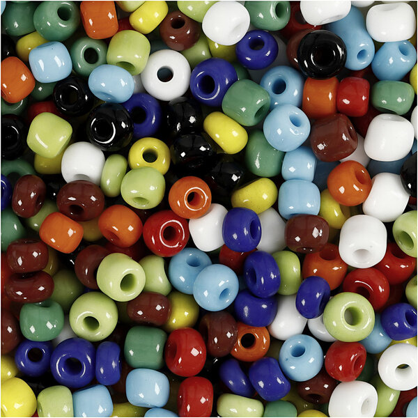 Creativ Company Rocailles, d 4 mm, afm 6/0, gatgrootte 0,9-1,2 mm, diverse kleuren, 130 gr/ 1 doos
