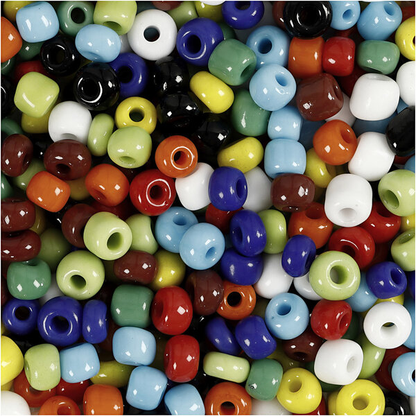 Creativ Company Rocailles, d 4 mm, afm 6/0, gatgrootte 0,9-1,2 mm, diverse kleuren, 1000 gr/ 1 Doosje