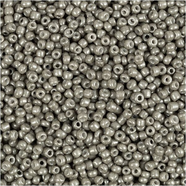 Creativ Company Rocailles, d 1,7 mm, afm 15/0, gatgrootte 0,5-0,8 mm, lichtgrijs, 25 gr/ 1 doos