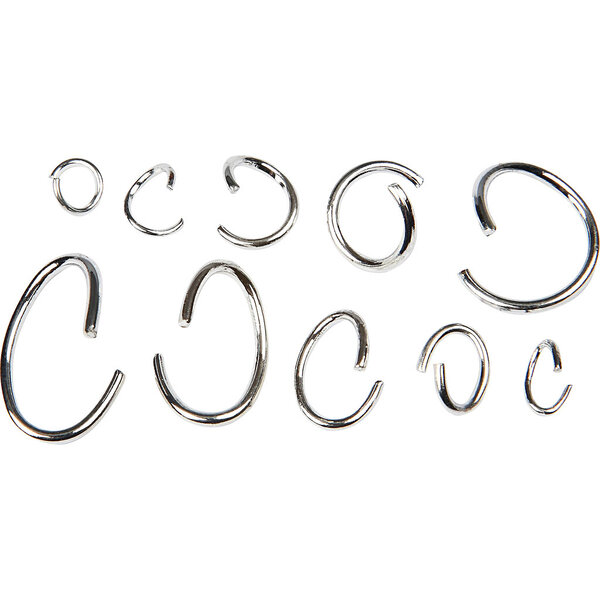 Creativ Company Assortiment ovale en ronde springringen, verzilverd, 800 div/ 1 doos