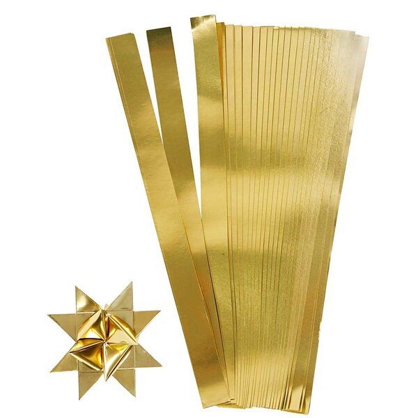Creativ Company Vlechtstroken, L: 45 cm, d 4,5 cm, B: 10 mm, goud, 100 stroken/ 1 doos