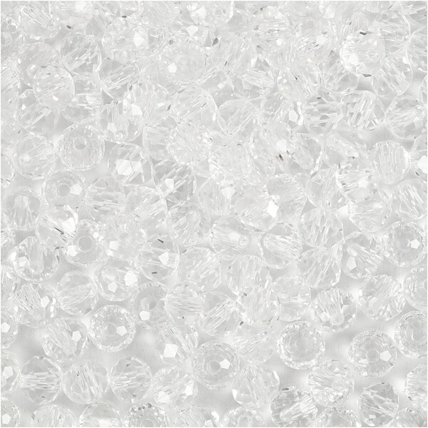 Creativ Company Facet Kralen, afm 3x4 mm, gatgrootte 0,8 mm, kristal, 100 stuk/ 1 doos